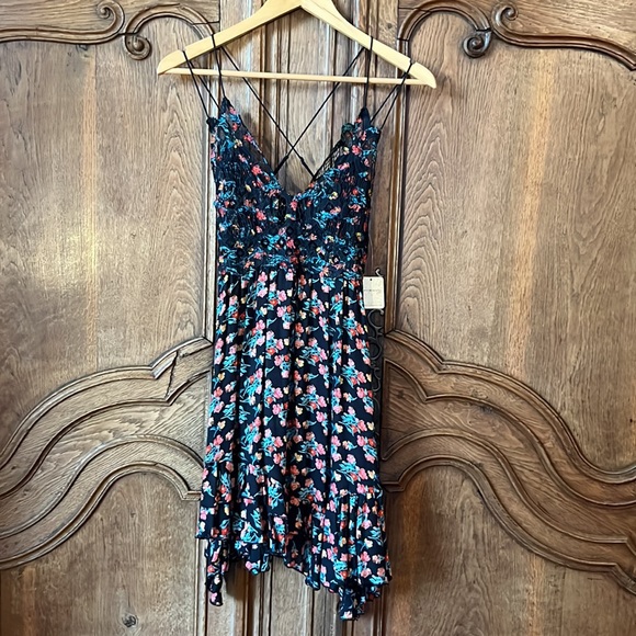 NEW Free People One Adella Printed Slip Mini Crochet Lace Dress - Picture 7 of 15